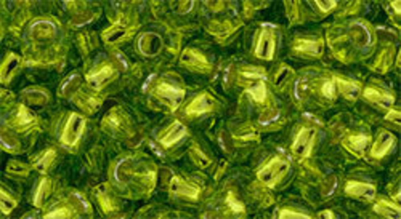 Toho 8/0 Round Japanese Seed Bead, TR8-24, Silver Lined Lime Green